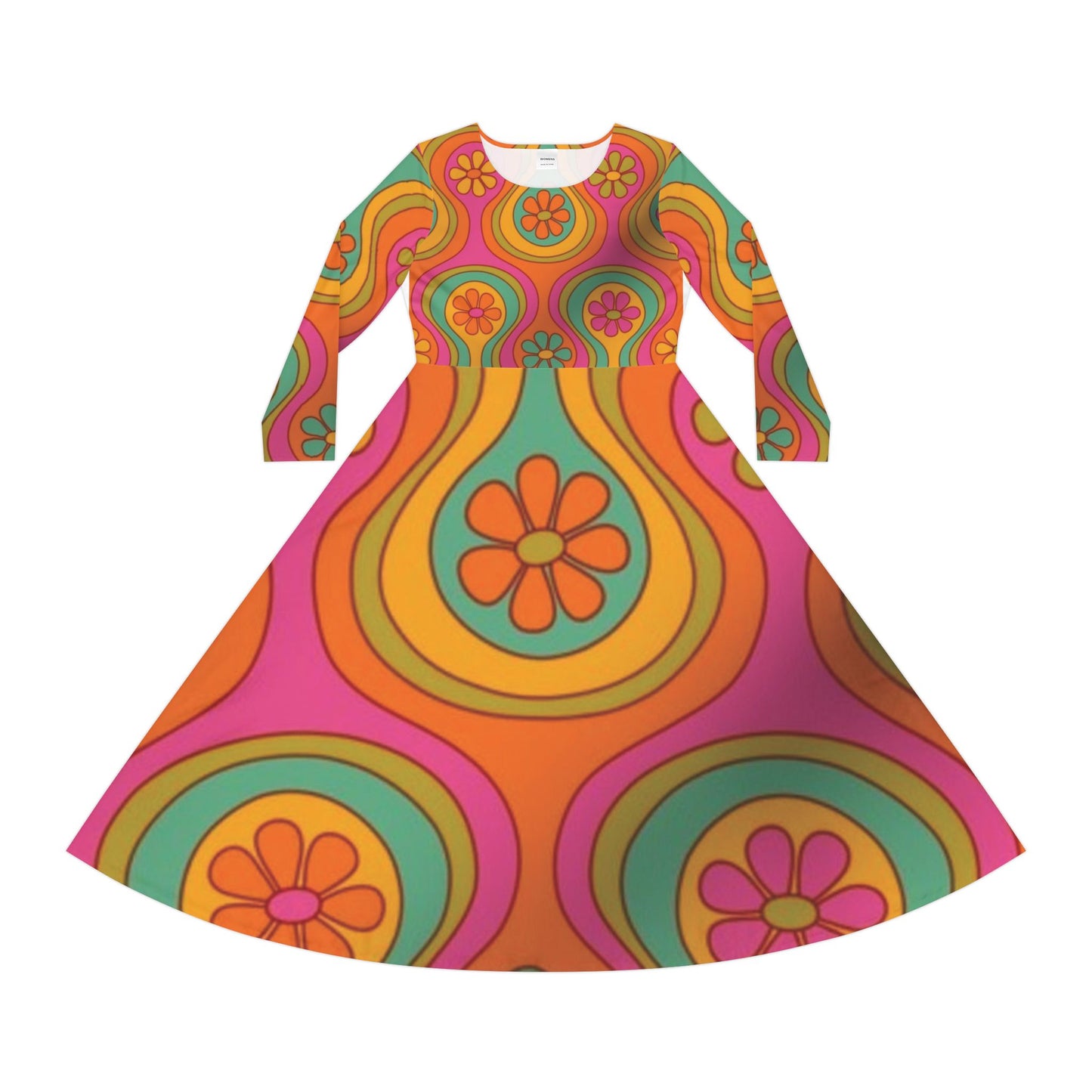 Women's Long Sleeve Dance Dress(Hippie 1)