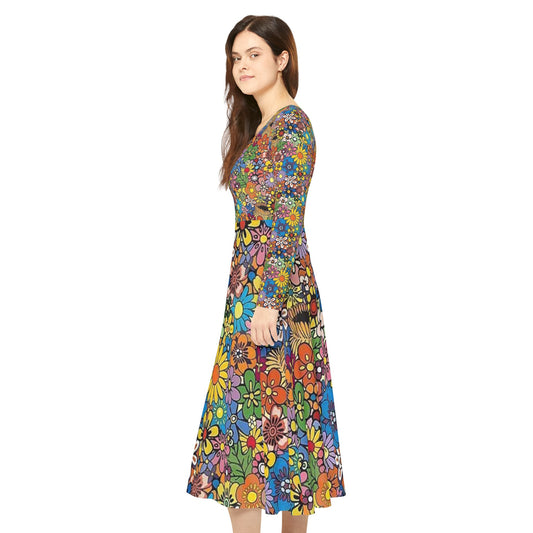 Women's Long Sleeve Dance Dress (Hippie 3)