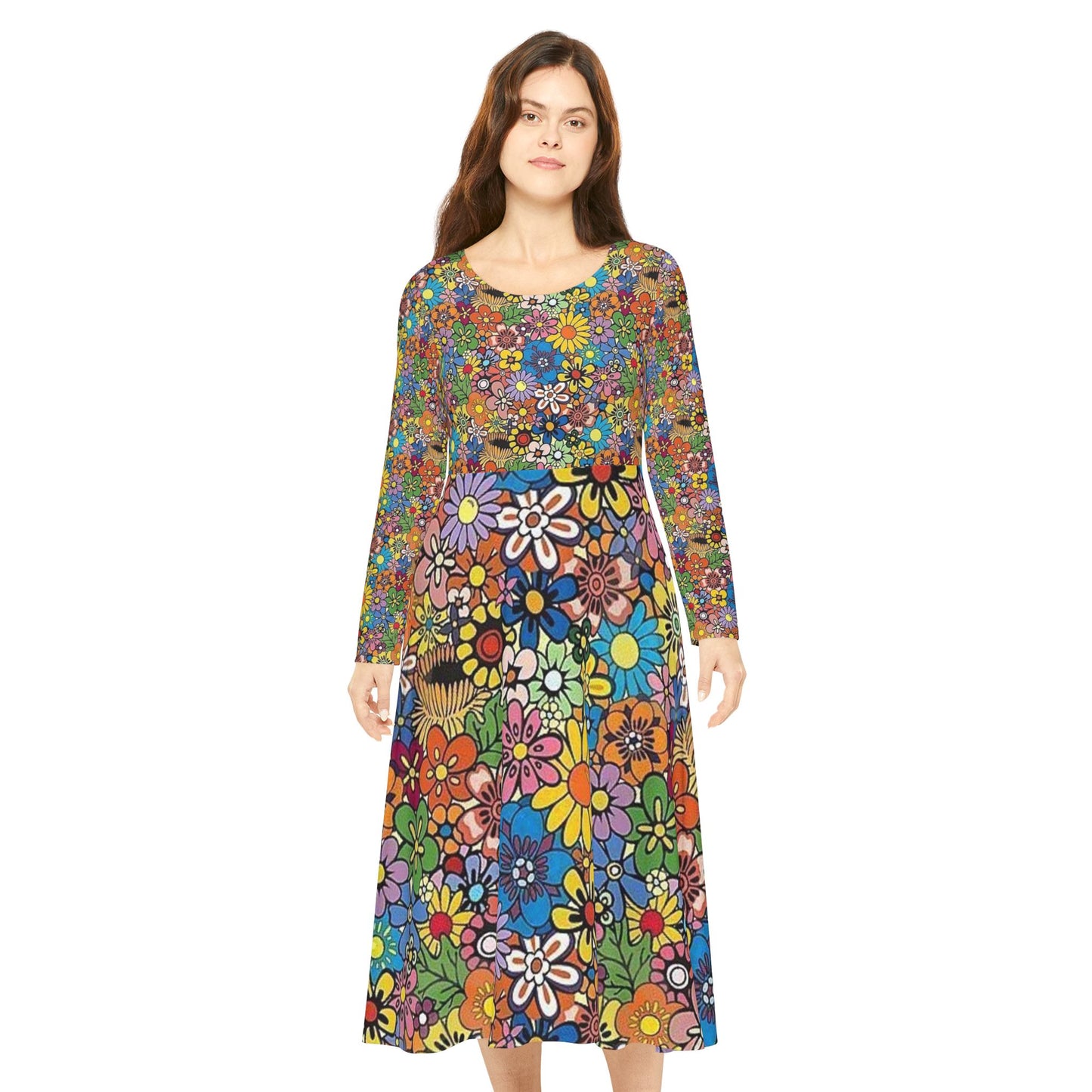 Women's Long Sleeve Dance Dress (Hippie 3)