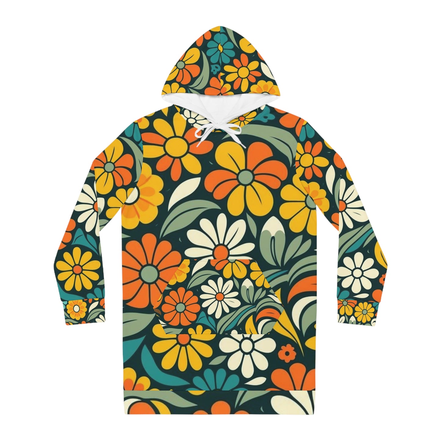 Women's Hoodie Dress (Retro garden)