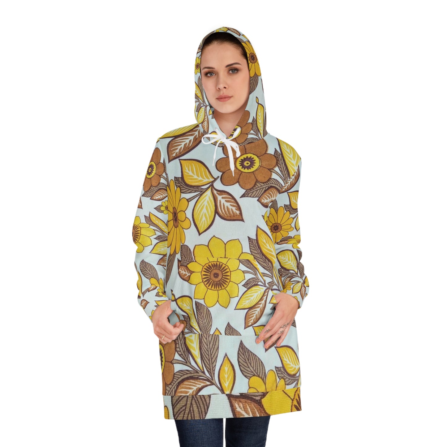 Women's Hoodie Dress (Sunny sunflowers))