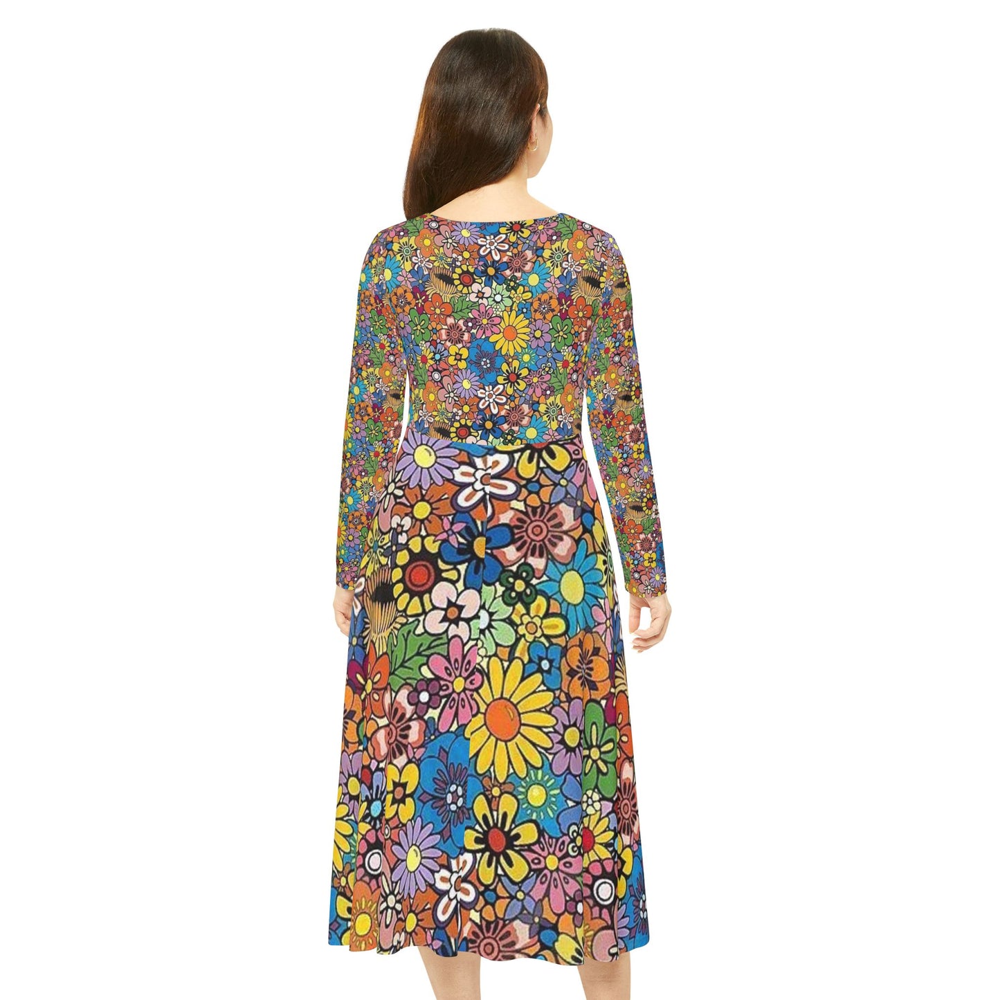 Women's Long Sleeve Dance Dress (Hippie 3)