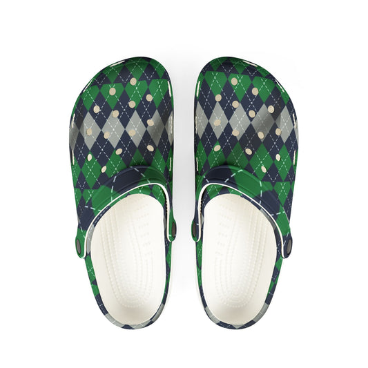 Blue and green Clogs