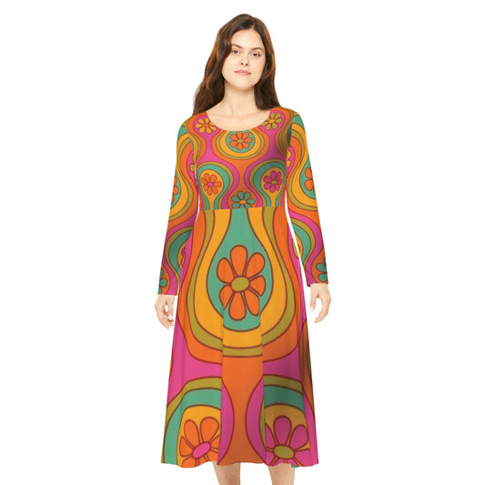 Women's Long Sleeve Dance Dress(Hippie 1)