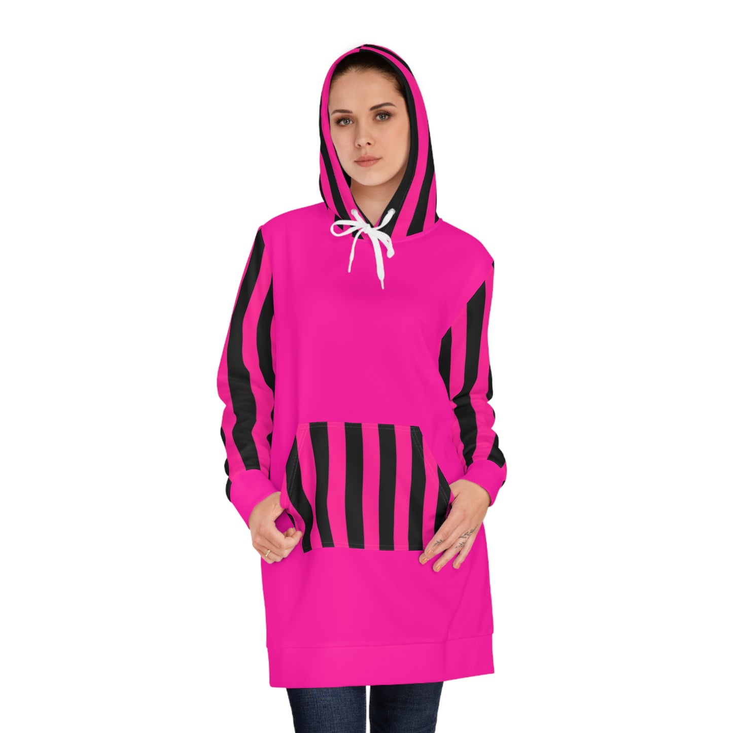 Women's Hoodie Dress (pink pink and black