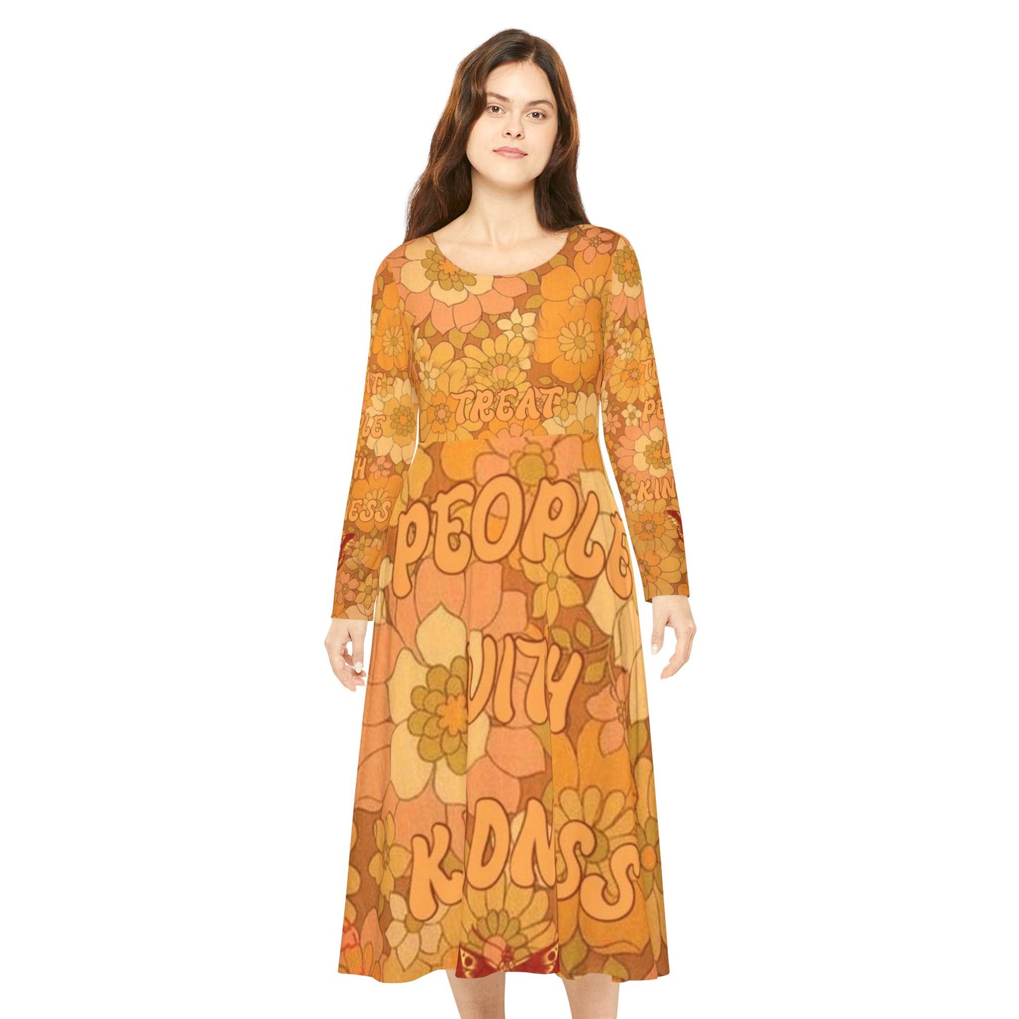 Women's Long Sleeve Dress (Hippie 8))