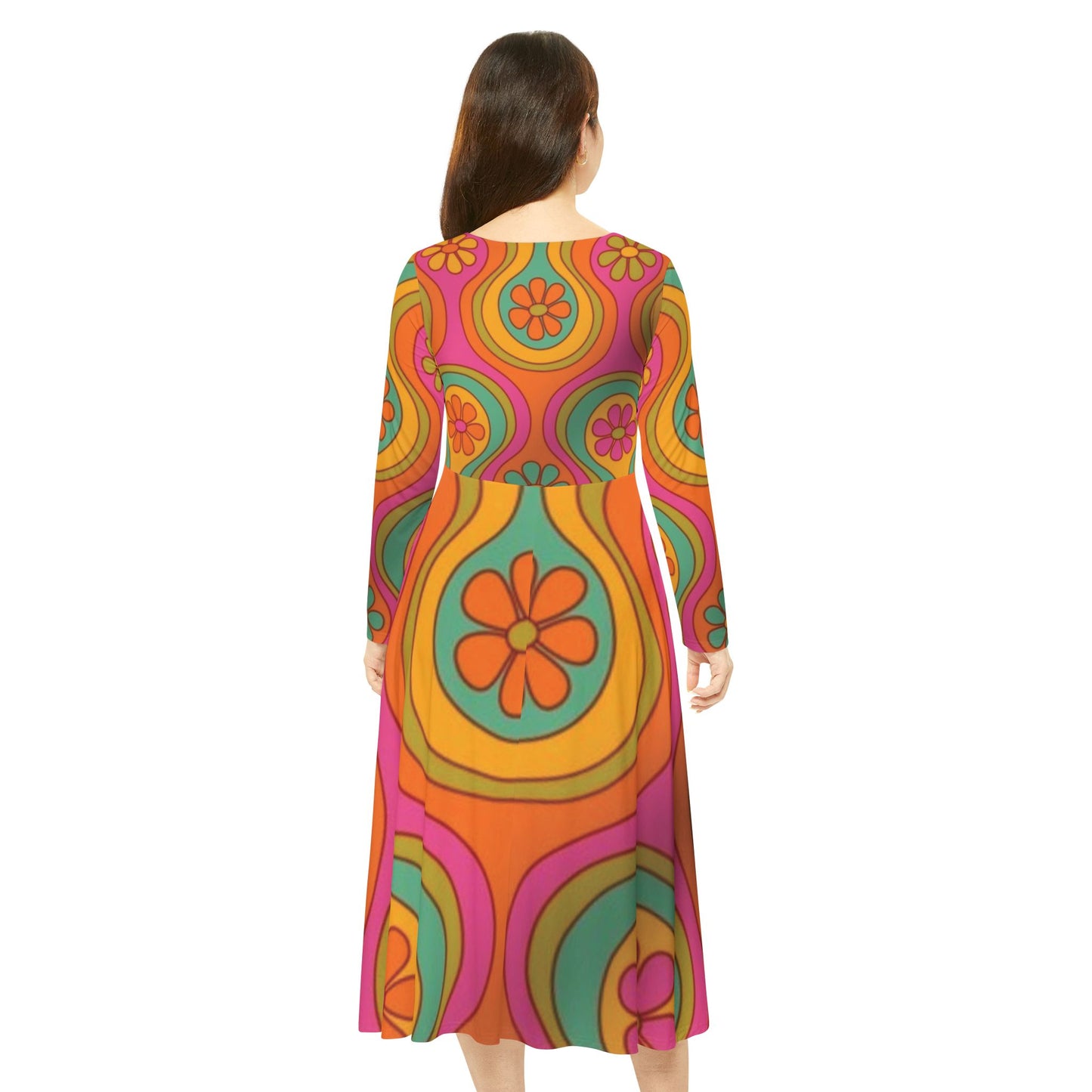 Women's Long Sleeve Dance Dress(Hippie 1)